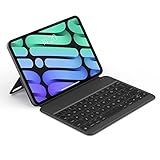 HOU iPad Mini 6 Tastatur (8,3 Zoll), ultradünn, kabellose Tastatur, nur 210 g, Power-Display, magnetische Schutzhülle, unterstützt iPad Mini 6. Generation 2021,Schwarz，QWERTZ Deutsches Layout