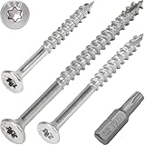 SCREW REBEL Holzschraube Edelstahl A2 4,5 x 50-200 Stück mit Teilgewinde und Sägezahn-Gewindeschliff, Cut-Spitze, Torx Antrieb TX20, inklusive S2 Bit