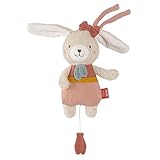Fehn Mini-Spieluhr Hase fehnNATUR - Kuscheltier & Einschlafhilfe aus Baumwolle aus biologischem Anbau - beruhigende Melodie 'Mozarts Wiegenlied' - Spielzeug für Unterwegs und Zuhause - für Kleinkinder