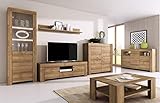 Furniture24 Wohnzimmer Set Wohnwand Sky Tv Schrank Vitrine Hängeregal Kommode Sideboard Couchtisch (Riviera Eiche)