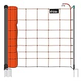 VOSS.farming Premium Schafnetz farmNET 50m 90cm Orange 2 Spitzen 14 Pfähle Schafzaun Elektronetz