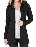 CMTOP Damen Sweatjacke Hoodie Kapuzenpullover mit Zipper Sweatshirt Jacke Langarm Pullover Kapuzenpulli Outwear Kapuzenjacke Herbst Winter(Schwarz,L)