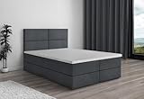 Generisch Boxspringbett mit Bettkästen Stephan Doppelbett H3 Topper T25 Bett mit Stauraum Bonnel (Grau - Fresh 32, 180x200)