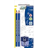 Eberhard Faber 510096 - TRI Winner Schreiblern-Bleistifte, Set mit 2 Stiften und Doppelspitzdose mit verschließbarem Spanbehälter, ideal für Schule, Freizeit und Büro