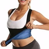 Schweiß-Sauna-Weste für Damen, Saunaanzug für Frauen, Gewichtsverlust, Sauna-Shirt für Workout, schlankmachend, Faja-Heißschweiß, Sauna-Shirt, schwarz / blau, 4X-Large