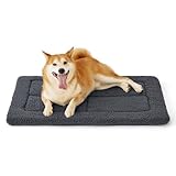 BEDSURE waschbar Hundematte Mittelgroße Hunde - 89x56 cm Hundekissen mittelgroße Hunde mit hochdichter Schaumstofffüllung, Sherpa-Plüsch waschbar Hundematratze, dunkelgrau