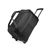 KONO Trolley Reisetasche mit Rollen Klein Rollkoffer Handgepäck Koffer 56cm Leicht Reisekoffer mit 2 Rollen (Schwarz)