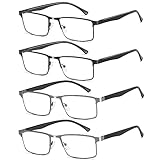 Fsread 4er-Pack Lesebrille Herren, Leichte Blaulichtblockierende Metallrahmen Herren Lesebrille +2.00