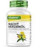 Nachtkerzenöl - 365 Kapseln - Hochdosiert mit 2000 mg je Tagesdosis - Premium: 10% Gamma-Linolensäure GLA, mit natürlichem Vitamin E & kaltgepresst - Laborgeprüft