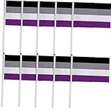Luxylei Asexuelle Stolz Regenbogenflaggen 10pcs Kleine Mini Hand Gehaltene Asexuelle Stick Flagge Schwule LGBT Festival Party Paraden Dekorationen