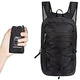 TSLBW Faltbarer Rucksack, Wasserdichter Wanderrucksack mit Aufbewahrungstasche Multifunktionaler Tagesrucksack für Outdoor-Sport Reisen Wandern Wandern Camping Radfahren (Schwarz)