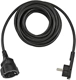 Brennenstuhl Qualitäts-Kunststoff-Verlängerungskabel mit Flachstecker (Verlängerungskabel flach für innen mit 5m Kabel) schwarz