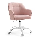 SONGMICS Homeoffice Stuhl, Drehstuhl, Schreibtischstuhl, höhenverstellbar, bis 110 kg belastbar, atmungsaktiver Stoff, für Arbeitszimmer, Schlafzimmer, rosa OBG019P01