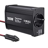 300W KFZ Wechselrichter LEICESTERCN Spannungswandler 12v 230v Stromwandler 12 auf 230 Inverter mit EU Steckdose 2 USB Anschlüsse KFZ Zigarettenanzünder Stecker