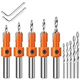 Senkbohrer Set für Holz, Lytool 10 tlg. Bohrer mit Senker Holzbohrer Kegelsenker Set 8 mm Schaft mit Sechskantschlüssel, für Holzverarbeitung Kunststoff