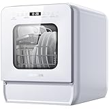 AIRMSEN Tischgeschirrspüler Mini Geschirrspüler mit wassertank klarspüler spülmaschine mit 9 Programme 37 * 50cm Ultra-Schmal & Tief, 1-24H Timer, 360° Doppelspray Schlauch-/Schlauchlos Weiß (Weiß)