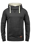 Blend BHSales Herren Kapuzenpullover Hoodie Pullover mit Kapuze Kordelzug Kängurutasche Rippbündchen Label-Details Baumwollmischung Regular fit, Größe:L, Farbe:Charcoal (70818)