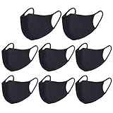 8 Stück mundschutz schwarz,Wiederverwendbar gesichtsmaske schwarz, Waschbar schwarze stoffmaske,Atmungsaktiv Komfort Fashion face maske für Damen, Herren