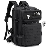 BAGZY 25L Militär Taktische Rucksack, Wanderrucksack Wasserdicht Trekkingrucksack Große Jagdrucksack Reiserucksack MOLLE Notfallrucksack für Camping Outdoor Survival Angel Herren Schwarz