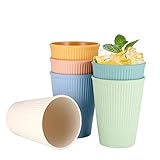 Hejo 6er Set Becher, Trinkbecher, Plastikbecher Mehrweg, Kinderbecher, Kaffeetassen aus PP, Campingbecher für Kinder Erwachsene (6 Farben)