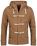 Young & Rich Herren Winterjacke Dufflecoat Kurzmantel Parka Jacke warm gefüttert mit Kapuze Slimfit JK-414, Grösse:L, Farbe:Braun