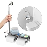 Zepolu Badezimmer-Haltegriff mit Toilettenpapierrollenhalter und Feuchttücher-Regal, Edelstahl, rutschfeste Sicherheits-WC-Stange, Wandmontage, ausgewogener Stützhandlauf mit Aufbewahrungsregal für