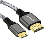 SOEYBAE Mini HDMI auf HDMI Kabel 5M, Nylon Geflechten HDMI auf Mini HDMI Kabel,Unterstützt 4K@60Hz, 3D und ARC, für DSLR Camera,Camcorder,Graphics Video Card,Laptop