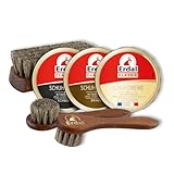 Erdal Schuhpflegeset Klassik Farbauffrischung Glanz & Schutz, für Glattleder, Schuhpflegemittel-Set 6-teilig inkl. Cremebürsten und Glanzbürste, für alle Glattleder-Arten