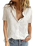 PASUDA Damen Bluse Sommer Elegant Baumwolle Leinen Hemd...