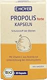 HOYER Propolis Kapseln forte Bio - Mit Propolis-Extrakt & Vitamin C - Nahrungsergänzungsmittel zur Unterstützung des Immunsystems - 30 Stück (11,3 g)