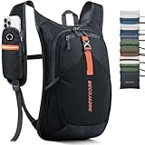 BECOJADDE 15L Wanderrucksack Herren Kleiner Rucksack Damen Leichter Daypack Tagesrucksack Faltbarer Trekkingrucksack für Camping Outdoor Wandern Travel Schwarz