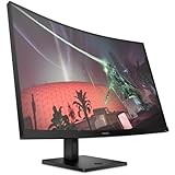 HP OMEN 32c Gaming Monitor - 31,5 Zoll Bildschirm, QHD Display, 165Hz, AMD FreeSync Premium, 1 ms Reaktionszeit, 2x HDMI 2.0, Display Port 1.4, Audioausgang, curved, schwarz