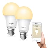 Tapo TP-Link Tapo L510E smarte WLAN Glühbirne E27, dimmbar 8.7 W, kein Hub notwendig, kompatibel mit Alexa, Google Assistant, Abläufe und Zeitpläne, Abwesenheitmodus, Tapo App, Warm Weiß, 2er pack