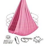 Ultraleichte Hängematte Hängeschaukel 280x150 cm für Kinder & Erwachsene, inkl. Montageset für Indoor & Outdoor(Rosa)