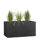 Pflanzwerk® Pflanzkübel TUB Anthrazit 40x80x40cm XXL – Rechteckig – Großer Fiberglas Blumenkübel für außen und innen - Frostbeständig - UV-Schutz – Markenqualität