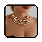 Handcess Chunky Choker Halskette Gold Punk Halsketten Cuba...