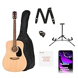 Fender Alternative Series Dreadnought Akustikgitarren-Set, Anfängergitarren-Set, mit 2-jähriger Garantie, Inklusive Gepolsterte Gigbag, Gitarrenständer, Gitarrengurt und mehr, Natur