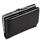 GoBago Damen Bügelbörse Leder Portemonnaie Geldbeutel Knipser (Schwarz)