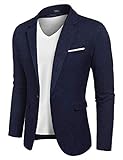 COOFANDY Herren Jacket Sakko Sportlich Slim Fit Langarm Business Sakko EIN Knopf, Navy Blau, Gr. XL