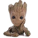 TPK Baby Groot Blumentopf Figur - Übertopf Groß Aquarium Deko Figur Holz-Optik Stiftehalter - Innen