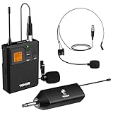 TONOR UHF Mikrofon Kabellos set mit Headset Kopfbügel Funkmikrofon/Lavalier Ansteckmikrofonen Bodypack Transmitter, Mini-Empfänger 6,35 mm Ausgang 60m Reichweite Wireless Microphone für Live-Auftritte