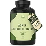 Ackerschachtelhalm - 360 Kapseln: Big Pack - 500mg pro Kapsel - Zinnkraut Extrakt 10:1 hochdosiert - Schachtelhalmkraut mit Silizium - Equisetum arvense - Deutsche Produktion - Vegan - True Nature