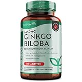 Ginkgo Biloba 6250 mg - 365 vegan Tabletten für 1 Jahr - Hochdosiert und premium Qualität Gingko - Ginko Extrakt hochkonzentriert - Extrakt 50:1 - Enthält 24% Flavonoglykoside - Nutravita