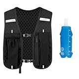Laufweste für Herren und Damen, leichte und atmungsaktive Laufweste, reflektierend, mehrere Taschen, verstellbarer Riemen mit 500 ml weicher Wasserflasche für Marathon, Wandern, Radfahren, Klettern