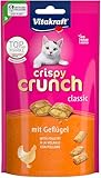 Vitakraft Crispy Crunch Classic, Katzen Leckerli, knuspriger Katzensnack gefüllt mit Geflügel, im wiederverschließbaren Beutel, ohne Zusatz von Zucker (1x 60g)