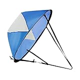 SM SunniMix Kajak Segel mit Tragetasche, 42' (108cm) Durable in Windrichtung Wind Segel Sup Paddle Board Instant Popup für Kajak Boot Segelboot Kanu Faltbare - Blau Weiß