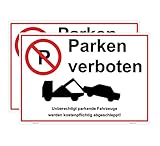 Haobase 2 Stück Parken Verboten Schild Aufkleber - Selbstklebendes Vinyl (25cm x 17,5cm)