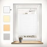 Sonello Plissee Klemmfix ohne Bohren 70cm x 100cm Weiß Faltrollo Plisseerollo Jalousie für Tür & Fenster Blickdicht Sichtschutz Sonnenschutz Fertifplissee Rollo