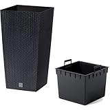 26,6 -Liter -Zeit Pot mit Einsatz 26,5 x 26,5 x 50 cm in Anthrazitfarbe