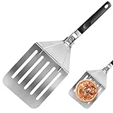 Pizzaschaufel Perforiert 10 Zoll, Pizzaschieber Edelstahl Faltbarer Griff, Pizza Schieber für Hausgemachtes und Pizzabäcker, Pizzaschaufel Edelstahl 20 x 55 cm für Ein Einwandfreies Pizzabacken